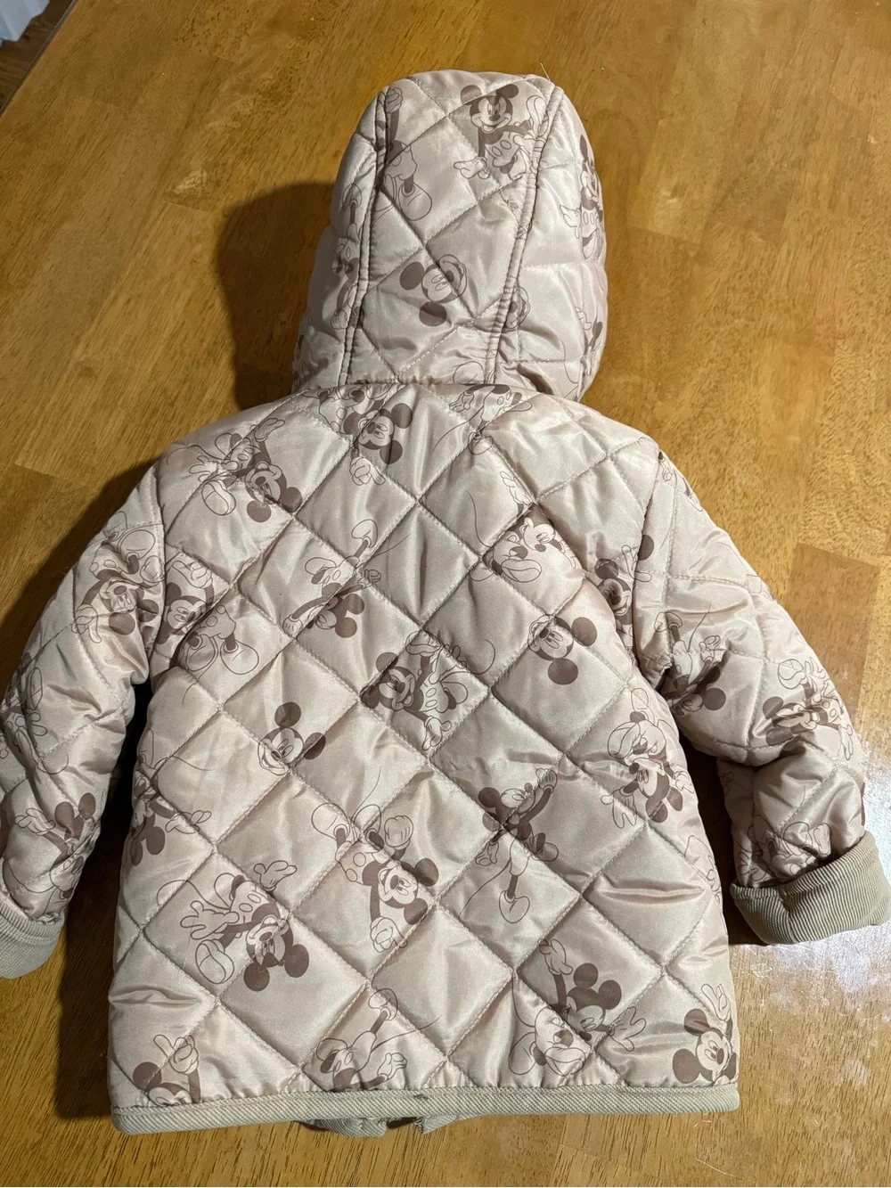 Disney Beige Sherpa-Lined Quilted Hoodie Jacket